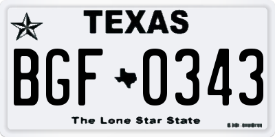 TX license plate BGF0343