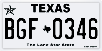 TX license plate BGF0346