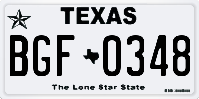 TX license plate BGF0348
