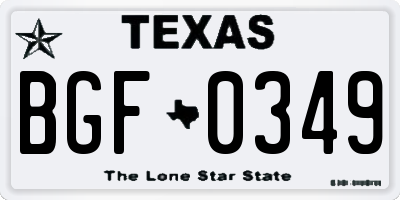 TX license plate BGF0349