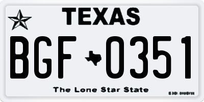 TX license plate BGF0351