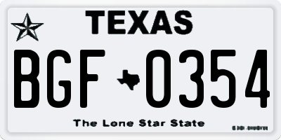 TX license plate BGF0354