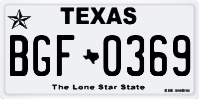 TX license plate BGF0369