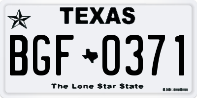 TX license plate BGF0371