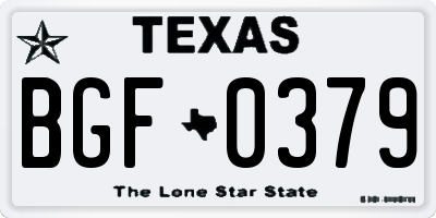 TX license plate BGF0379