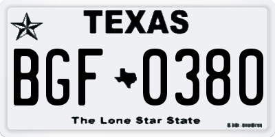 TX license plate BGF0380