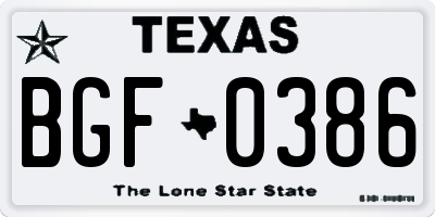 TX license plate BGF0386