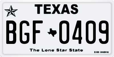 TX license plate BGF0409