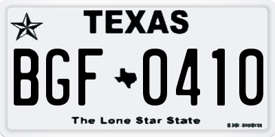 TX license plate BGF0410