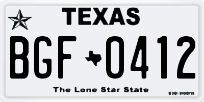 TX license plate BGF0412