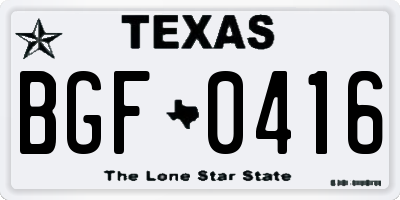TX license plate BGF0416