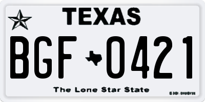 TX license plate BGF0421