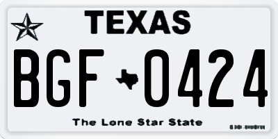 TX license plate BGF0424