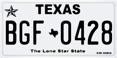 TX license plate BGF0428