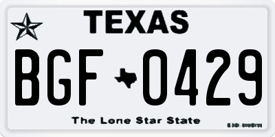 TX license plate BGF0429