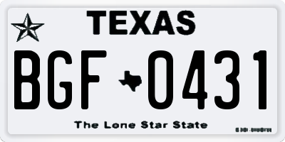 TX license plate BGF0431