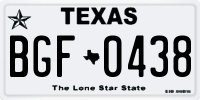 TX license plate BGF0438
