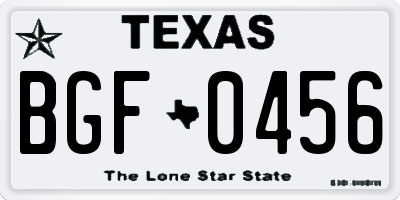TX license plate BGF0456