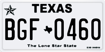 TX license plate BGF0460