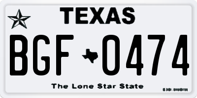 TX license plate BGF0474