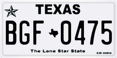 TX license plate BGF0475
