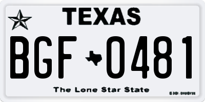 TX license plate BGF0481