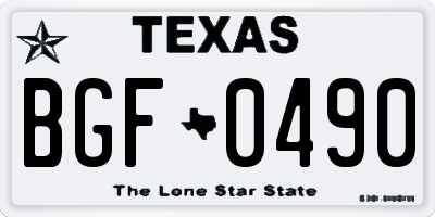 TX license plate BGF0490