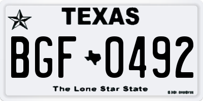 TX license plate BGF0492