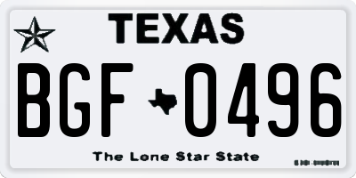 TX license plate BGF0496