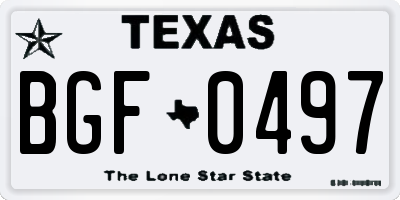 TX license plate BGF0497