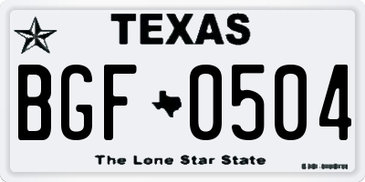 TX license plate BGF0504