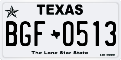 TX license plate BGF0513
