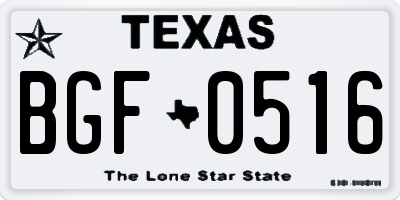 TX license plate BGF0516