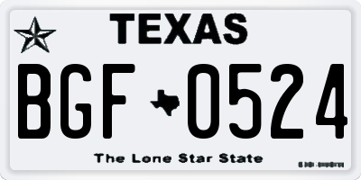 TX license plate BGF0524