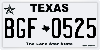 TX license plate BGF0525
