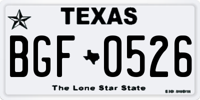 TX license plate BGF0526