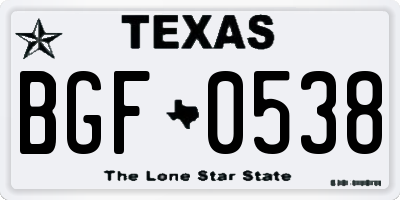 TX license plate BGF0538