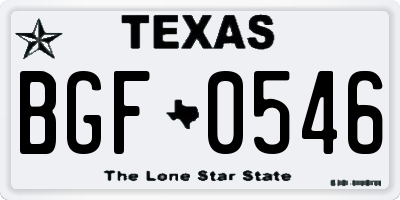 TX license plate BGF0546