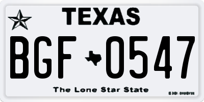 TX license plate BGF0547