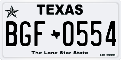 TX license plate BGF0554