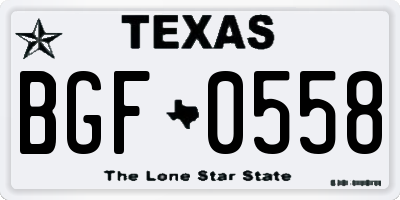 TX license plate BGF0558