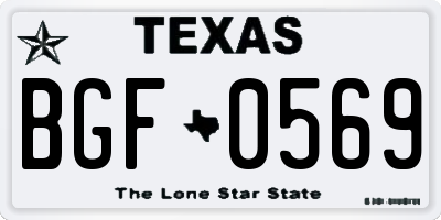 TX license plate BGF0569