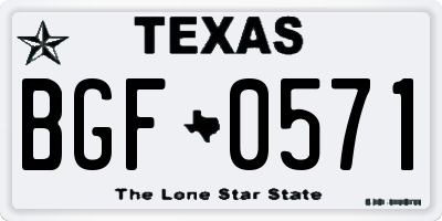 TX license plate BGF0571