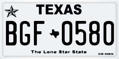 TX license plate BGF0580