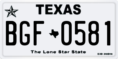 TX license plate BGF0581