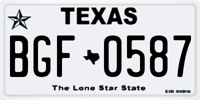 TX license plate BGF0587