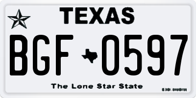 TX license plate BGF0597