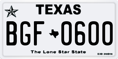 TX license plate BGF0600