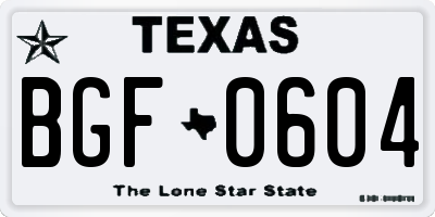TX license plate BGF0604