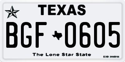 TX license plate BGF0605